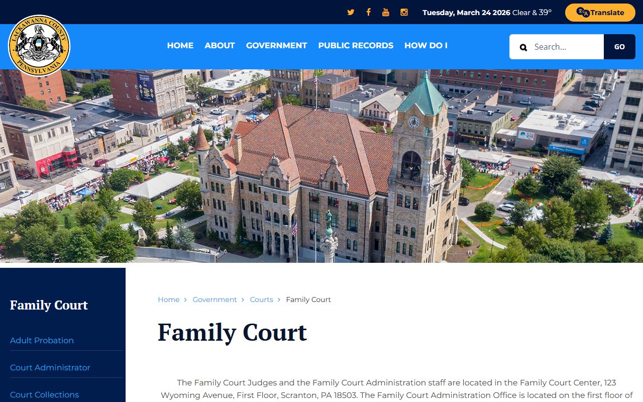 Scranton family court records Lackawanna County