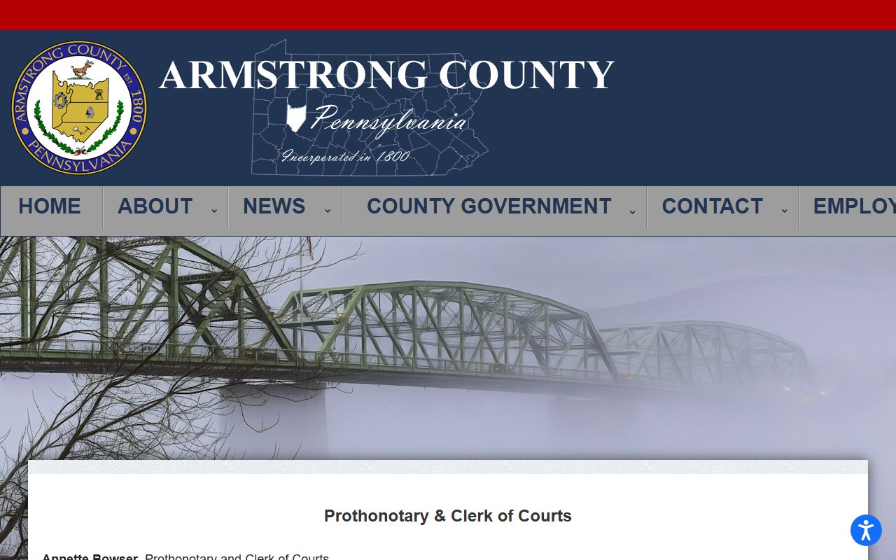 Armstrong County Prothonotary Clerk of Courts office for family court records