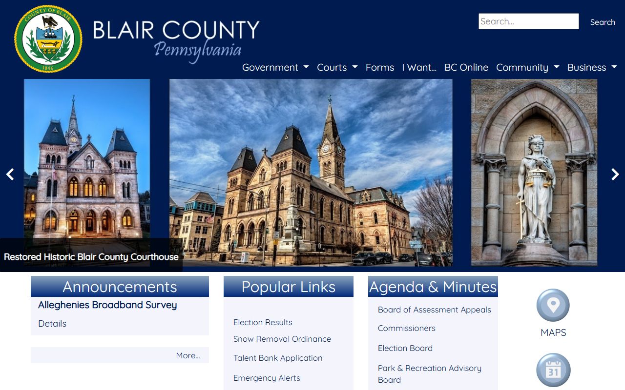 Blair County Pennsylvania government website for family court records