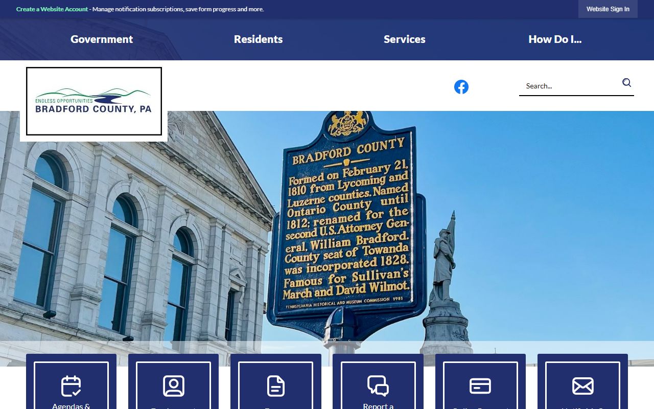 Bradford County Pennsylvania government website for family court records