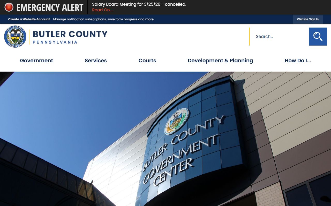 Butler County Pennsylvania government website for family court records