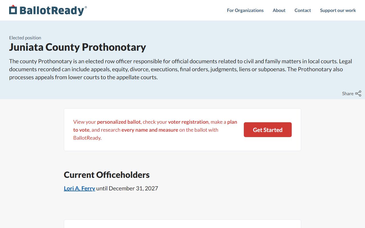 Juniata County family court records Prothonotary information