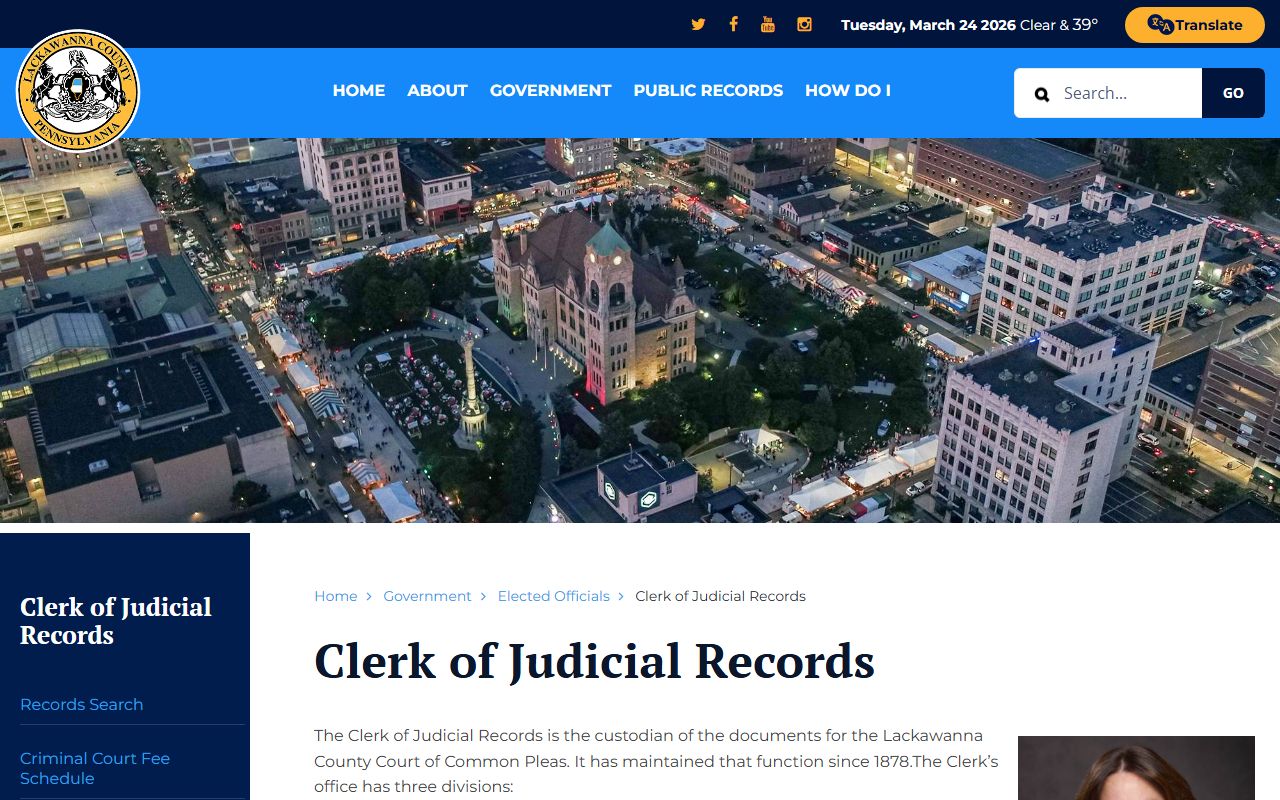 Lackawanna County family court records Clerk of Judicial Records
