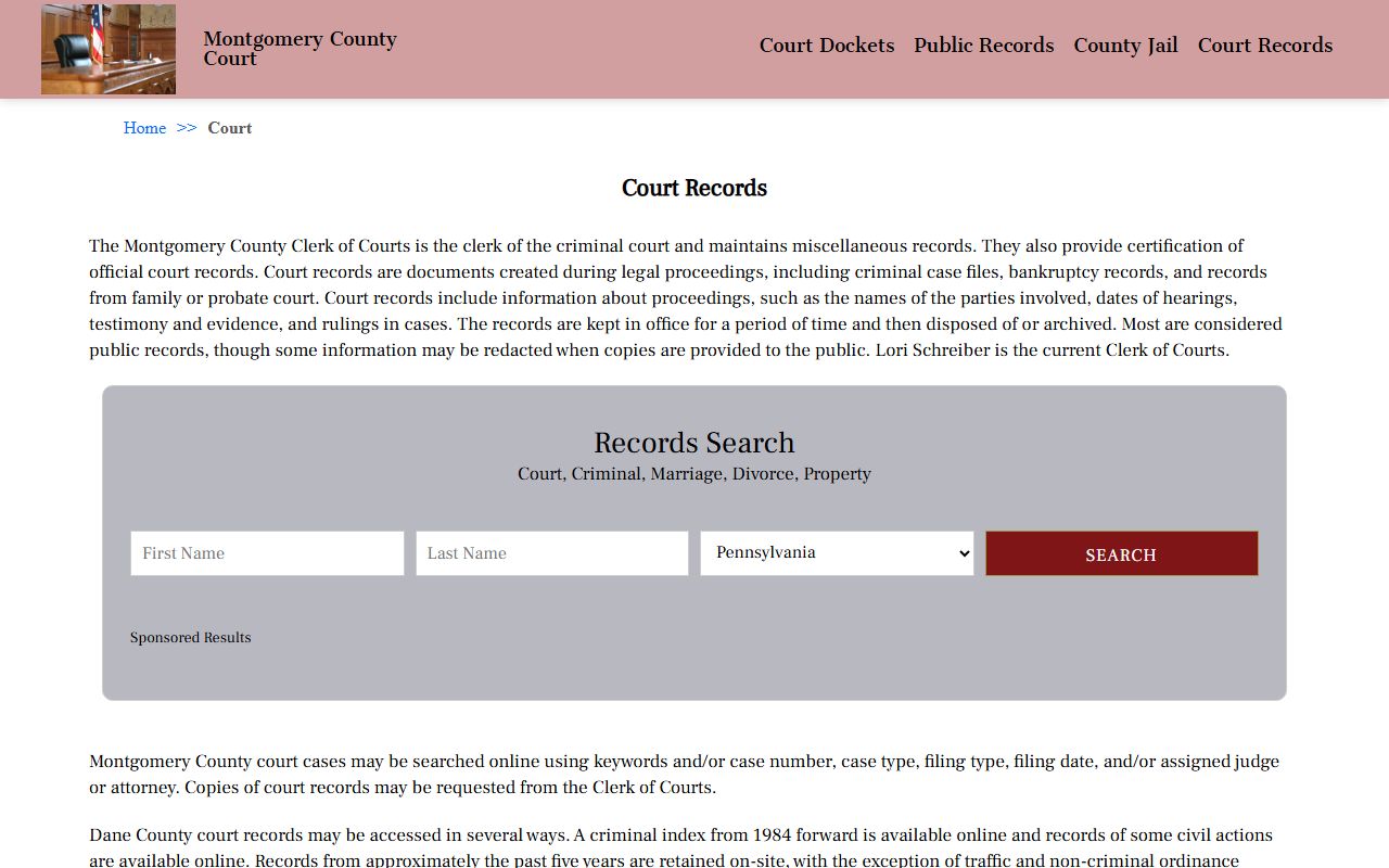Montgomery County family court records - online court records portal