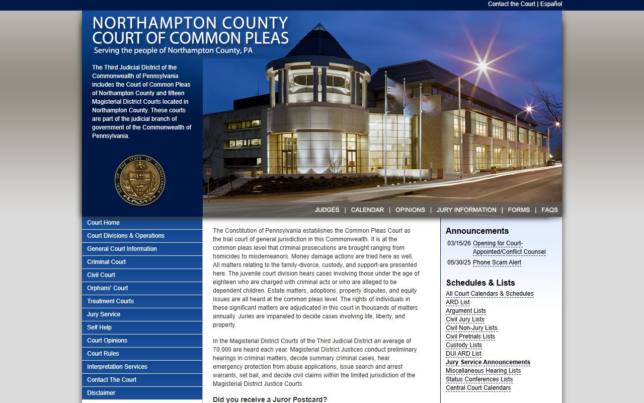 Northampton County family court records - Court of Common Pleas website