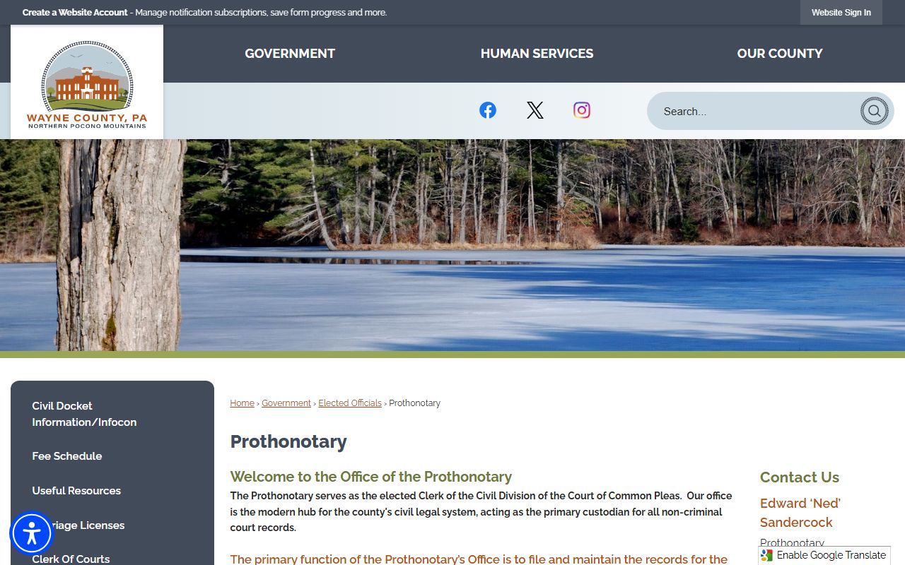 Wayne County family court records prothonotary office