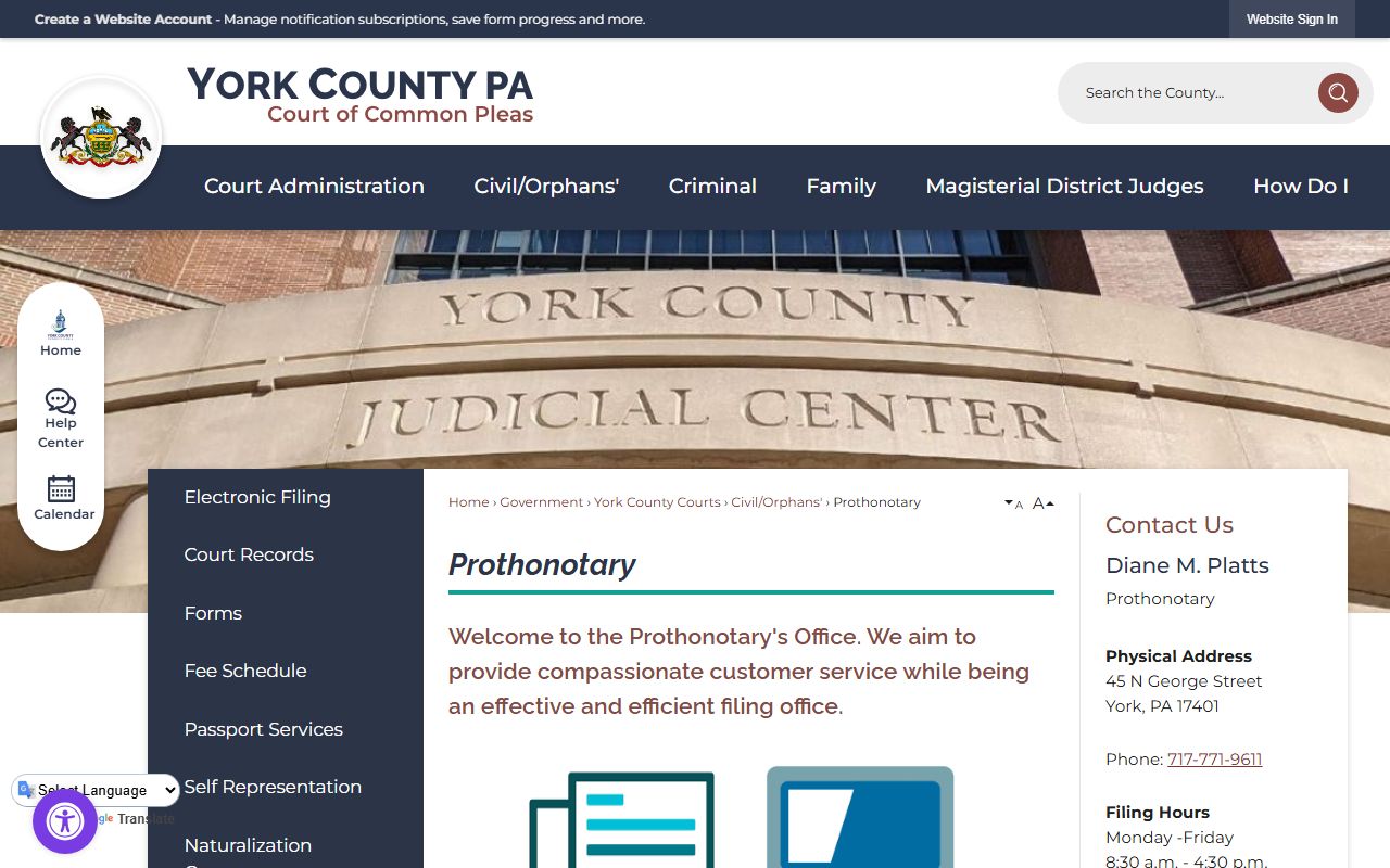York County family court records prothonotary office